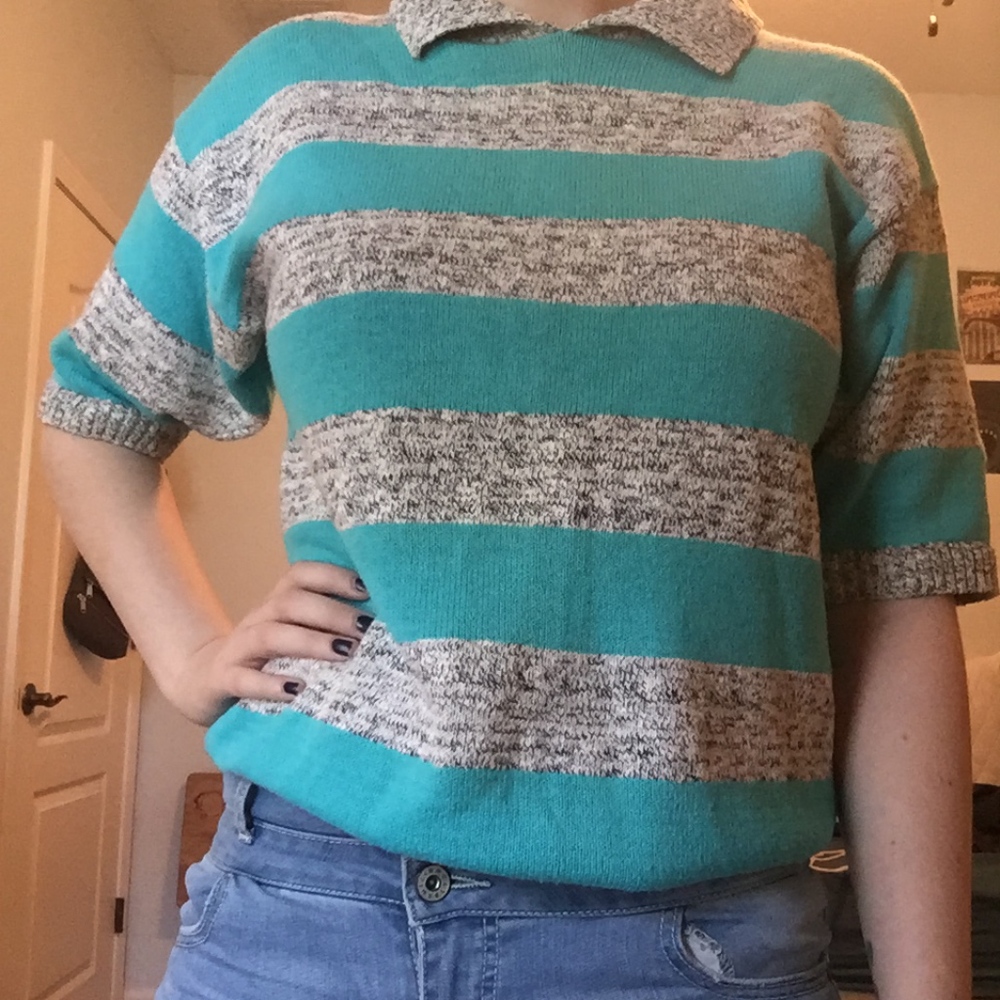 Vintage Stripped Knit Tennis style Shirt